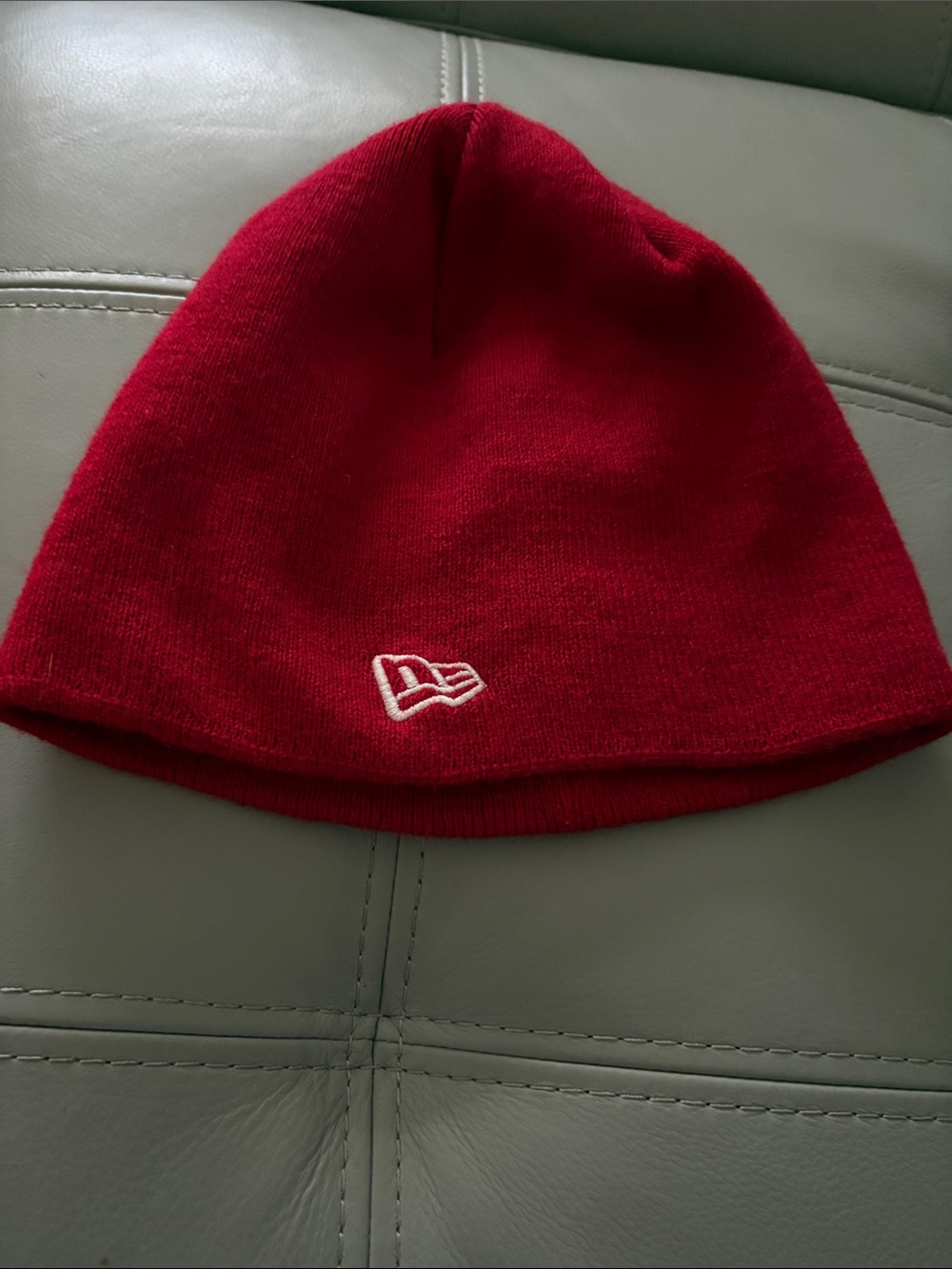 New Era Kids Scarlet Red Knit Beanie with White Logo